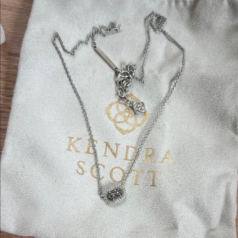 Kendra Scott Silver Pavé Halo Pendant Necklace